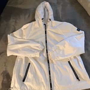 Micheal Kors Hooded Logo Tape Front Zipper Coat